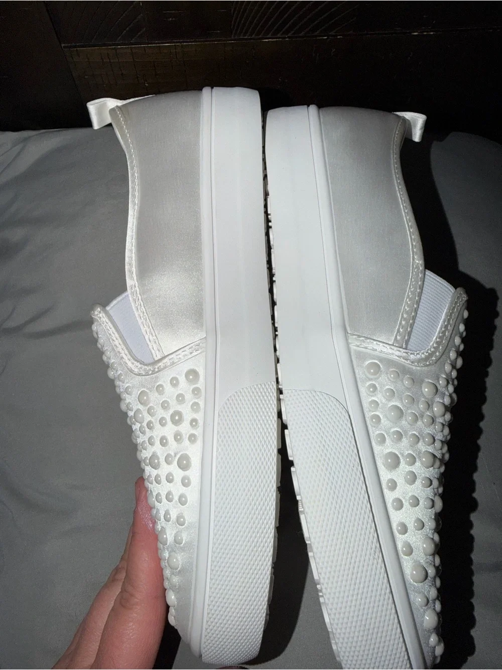 Cat & Jack White Slip-On Moccasins with Pearl-Like Studs